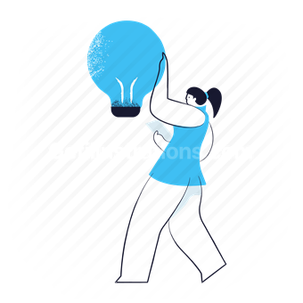 lightbulb, idea, thought, woman